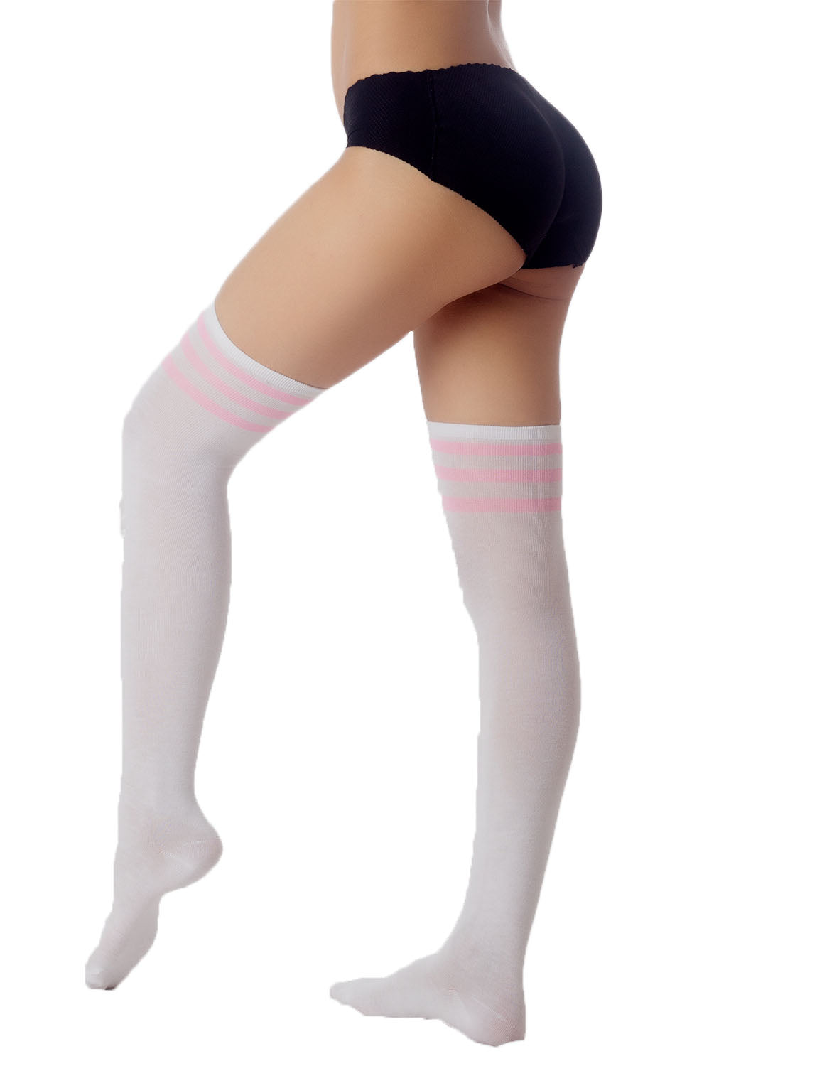 Women's Navy Stripes Sports Football Style Hold-up Thigh High Long Socks