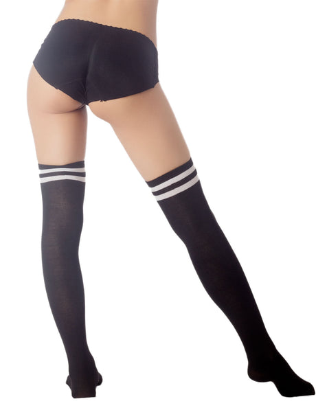 Women's Navy Stripes Sports Football Style Hold-up Thigh High Long Socks