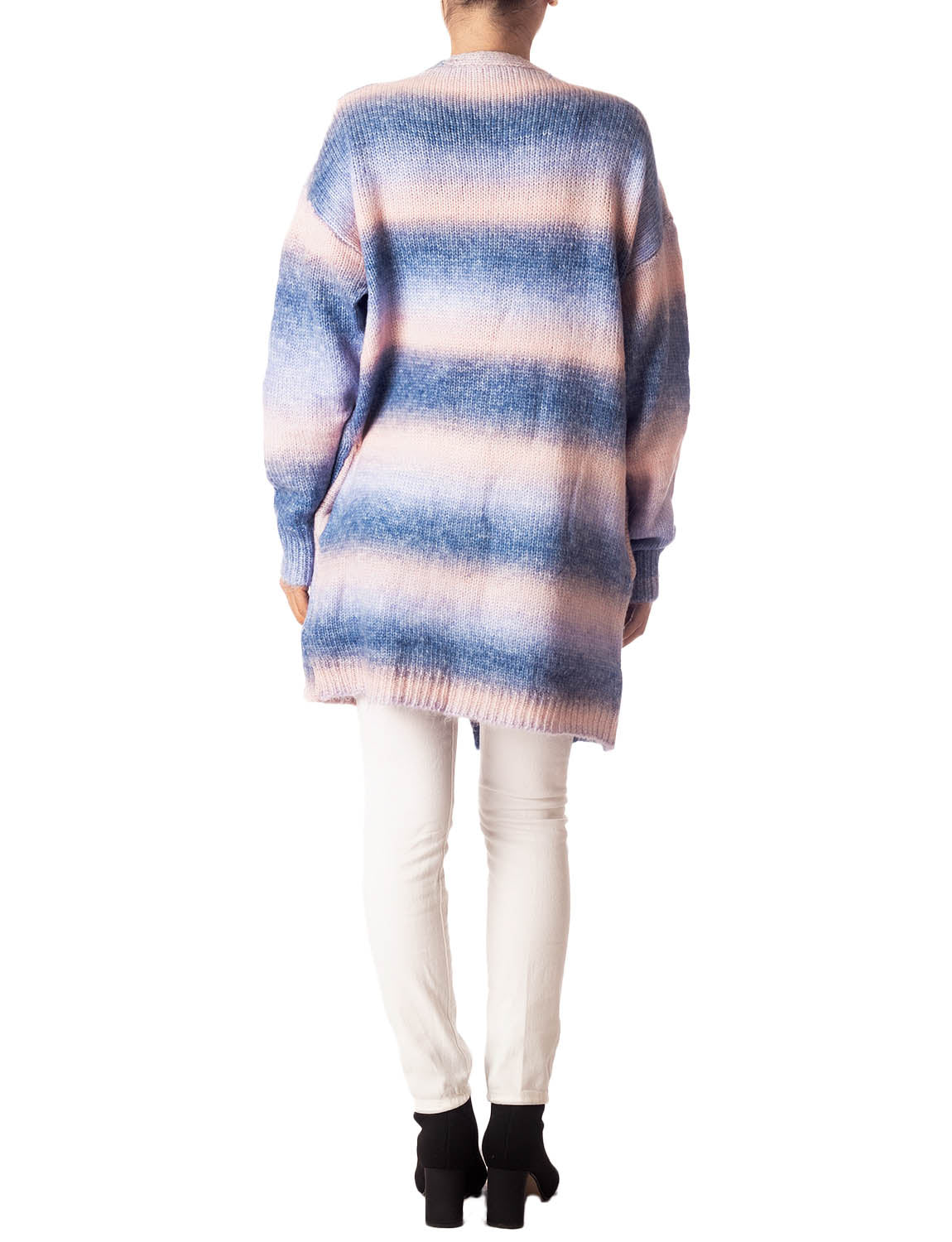 Women's Gradient Multicolor Sweater Loose Oversized Long Sleeve Cardigan