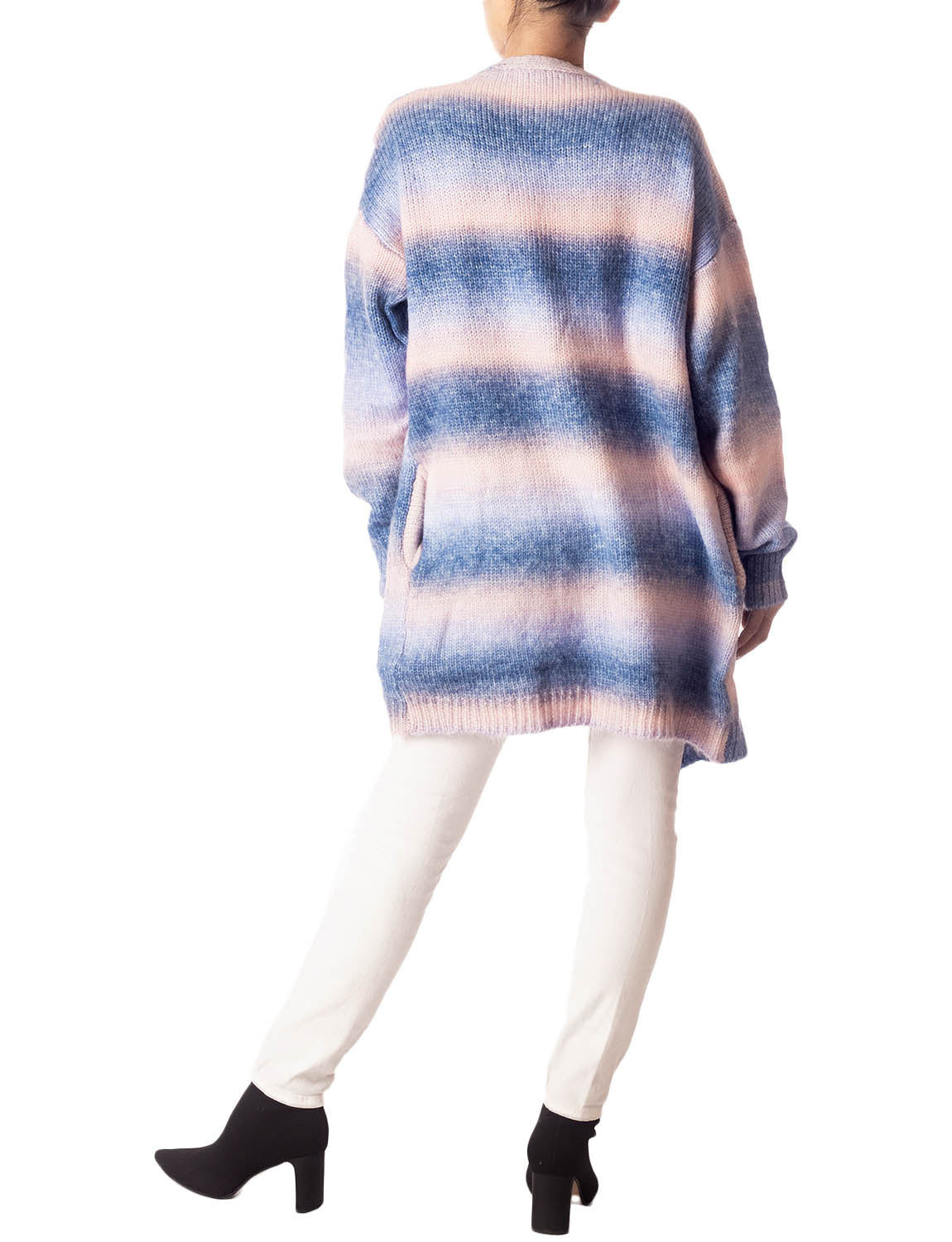 Women's Gradient Multicolor Sweater Loose Oversized Long Sleeve Cardigan