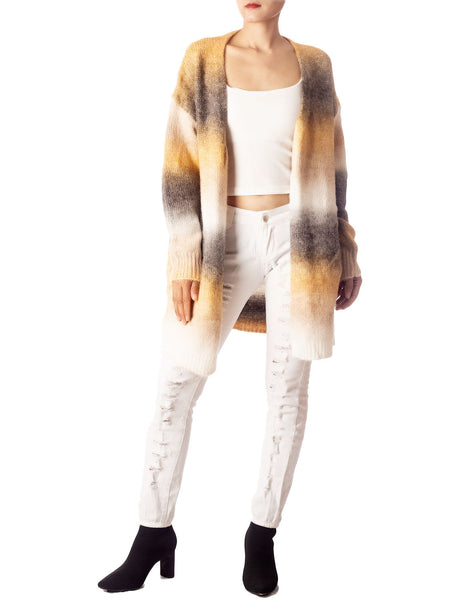 Women's Gradient Multicolor Sweater Loose Oversized Long Sleeve Cardigan