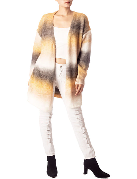 Women's Gradient Multicolor Sweater Loose Oversized Long Sleeve Cardigan