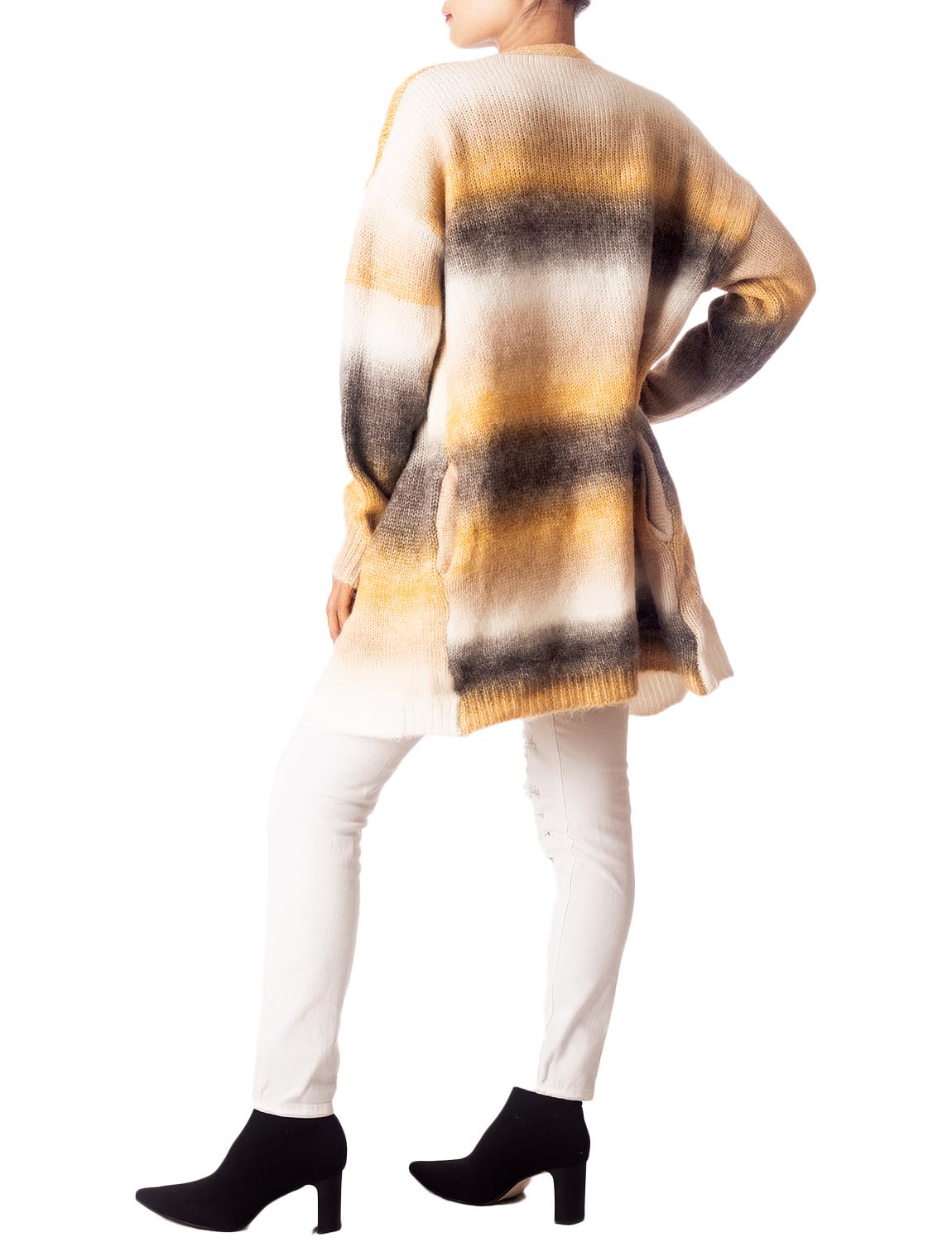Women's Gradient Multicolor Sweater Loose Oversized Long Sleeve Cardigan