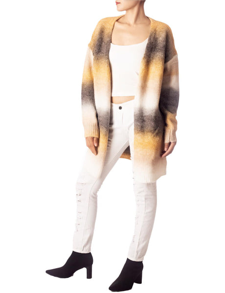 Women's Gradient Multicolor Sweater Loose Oversized Long Sleeve Cardigan