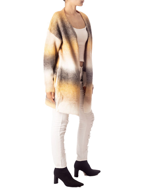 Women's Gradient Multicolor Sweater Loose Oversized Long Sleeve Cardigan