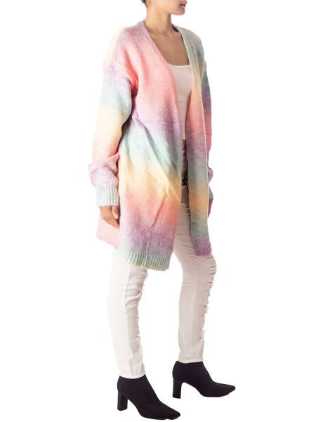 Women's Gradient Multicolor Sweater Loose Oversized Long Sleeve Cardigan