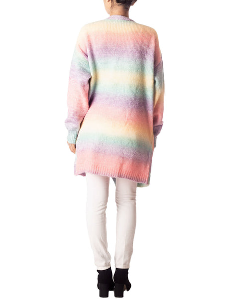 Women's Gradient Multicolor Sweater Loose Oversized Long Sleeve Cardigan