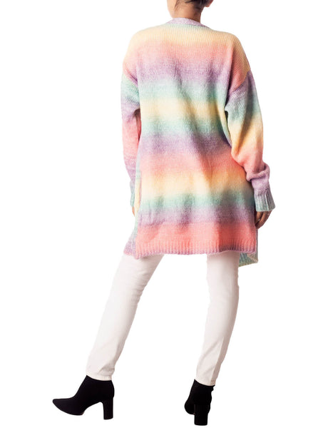 Women's Gradient Multicolor Sweater Loose Oversized Long Sleeve Cardigan