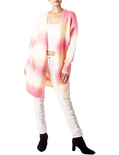 Women's Gradient Multicolor Sweater Loose Oversized Long Sleeve Cardigan