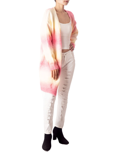 Women's Gradient Multicolor Sweater Loose Oversized Long Sleeve Cardigan