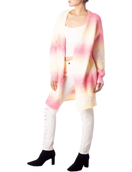 Women's Gradient Multicolor Sweater Loose Oversized Long Sleeve Cardigan