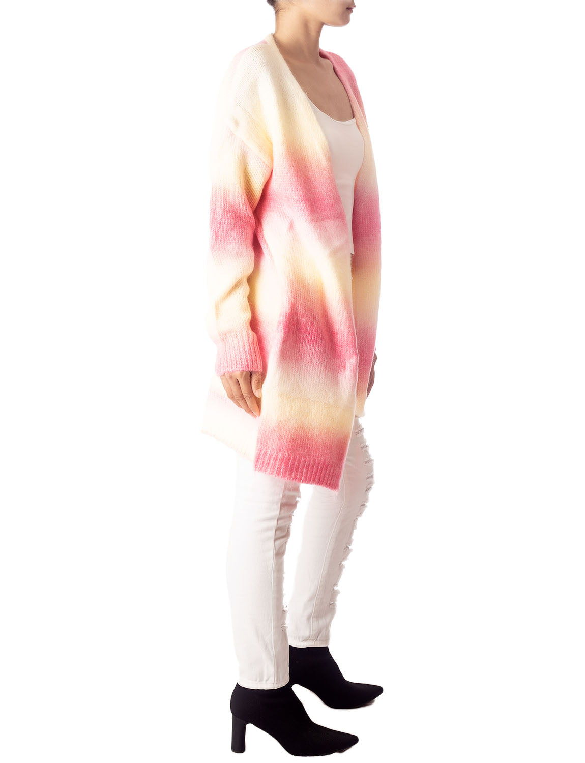Women's Gradient Multicolor Sweater Loose Oversized Long Sleeve Cardigan
