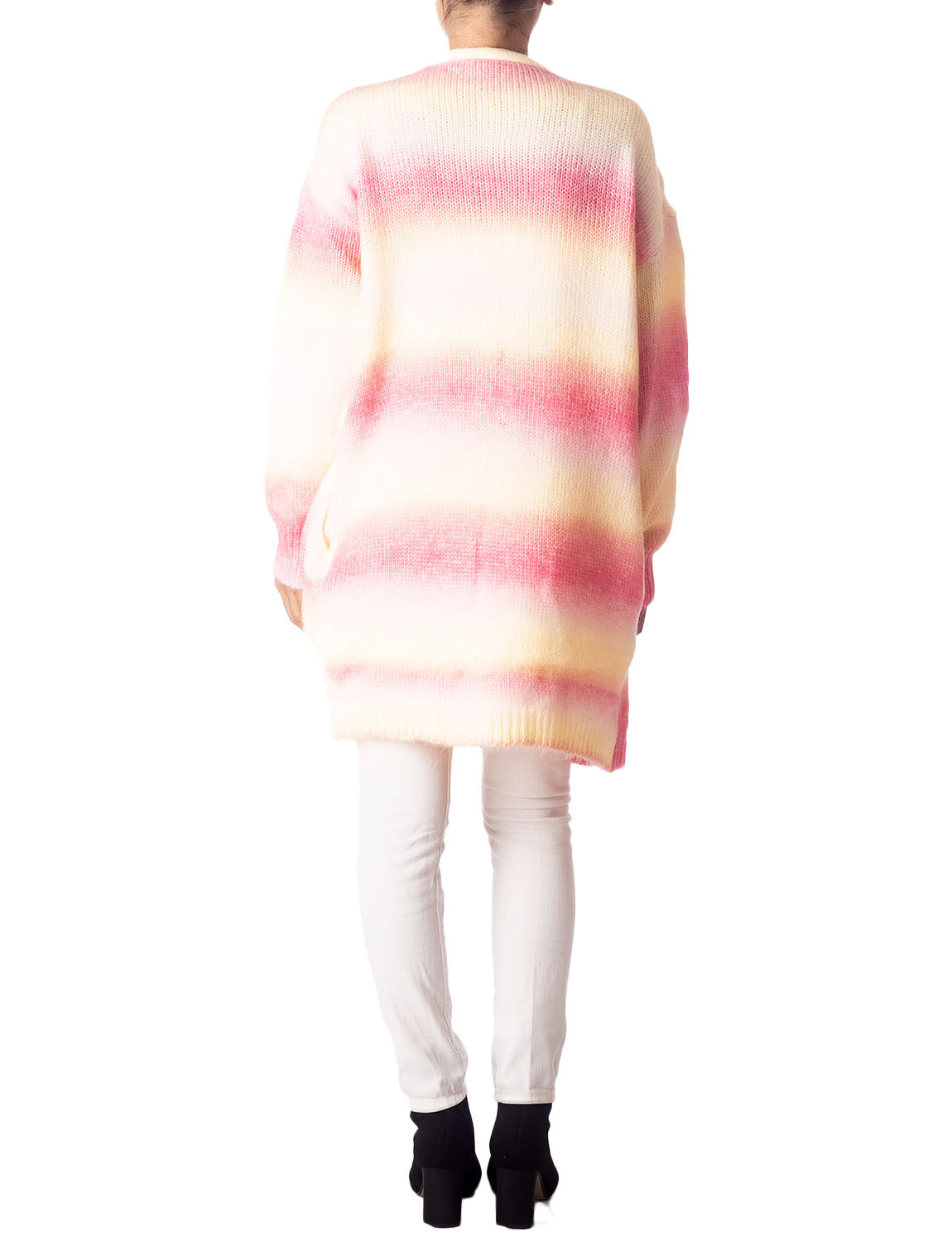 Women's Gradient Multicolor Sweater Loose Oversized Long Sleeve Cardigan