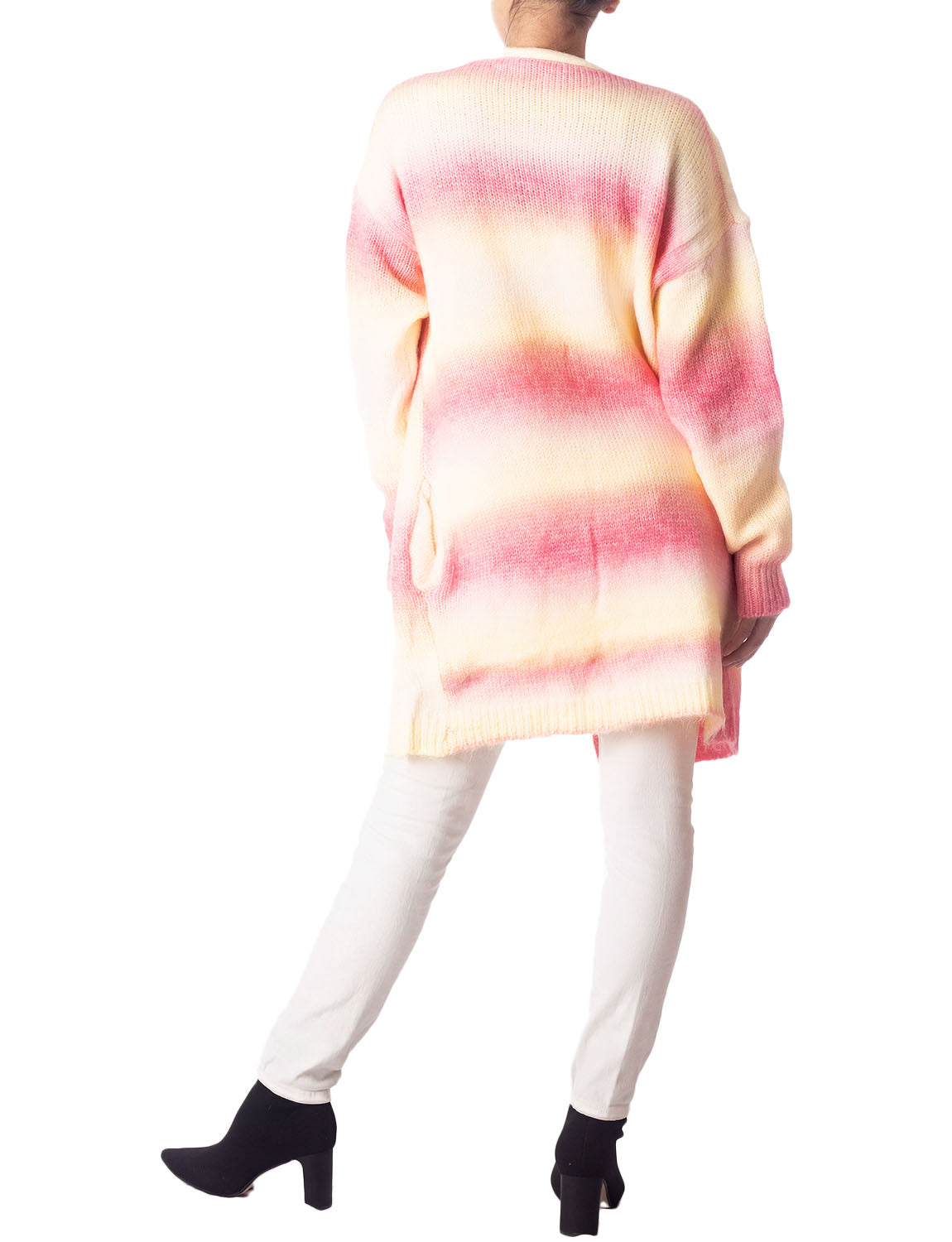 Women's Gradient Multicolor Sweater Loose Oversized Long Sleeve Cardigan