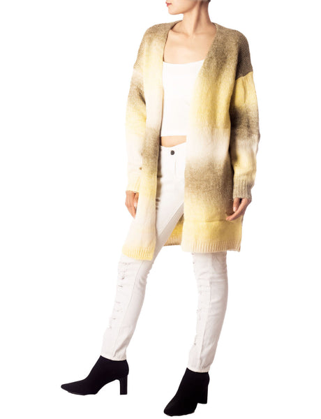 Women's Gradient Multicolor Sweater Loose Oversized Long Sleeve Cardigan