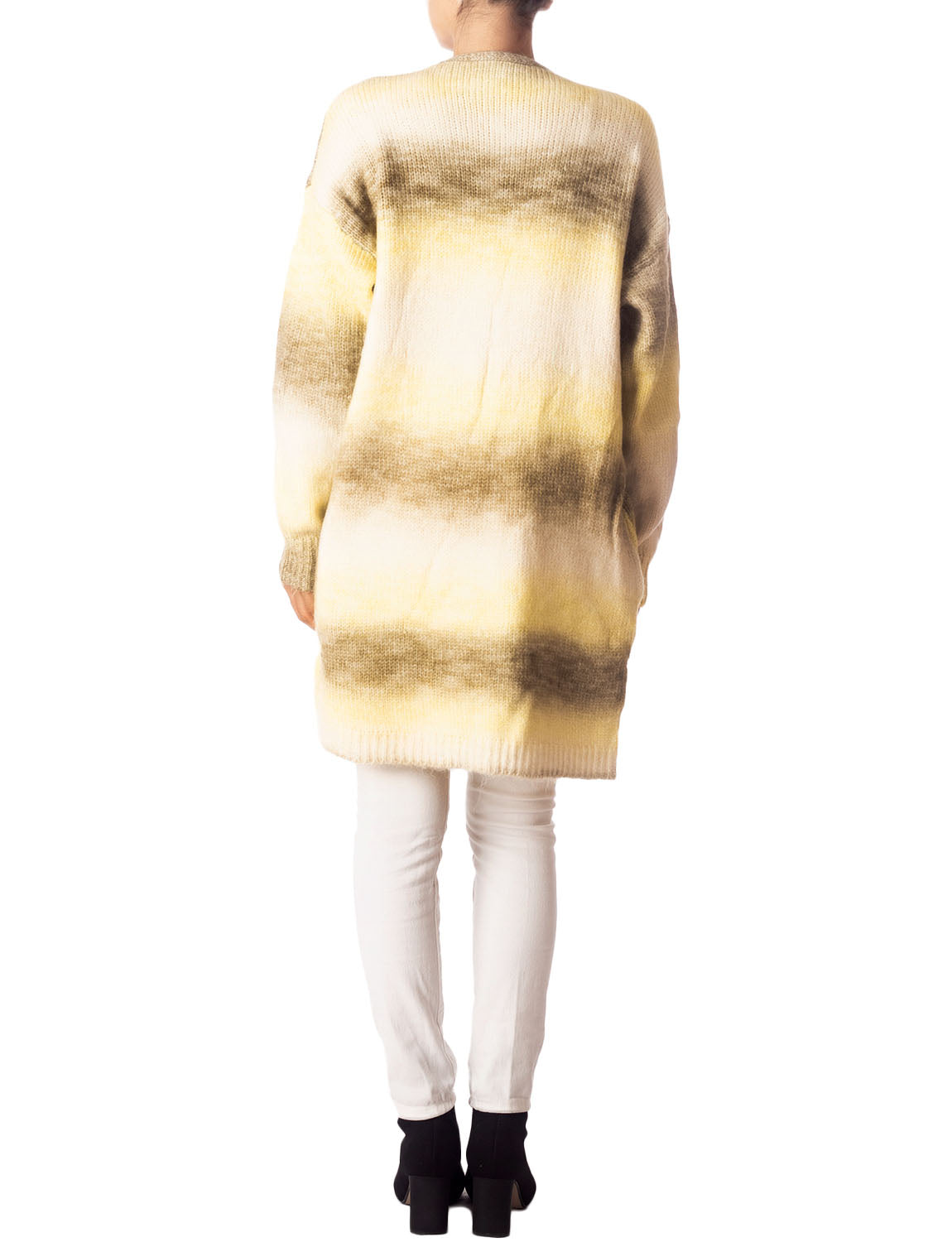 Women's Gradient Multicolor Sweater Loose Oversized Long Sleeve Cardigan