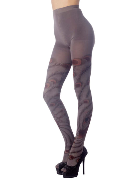 Women's Stocking Peacock Tail Print Charming Sheers Seam Tights Pantyhose