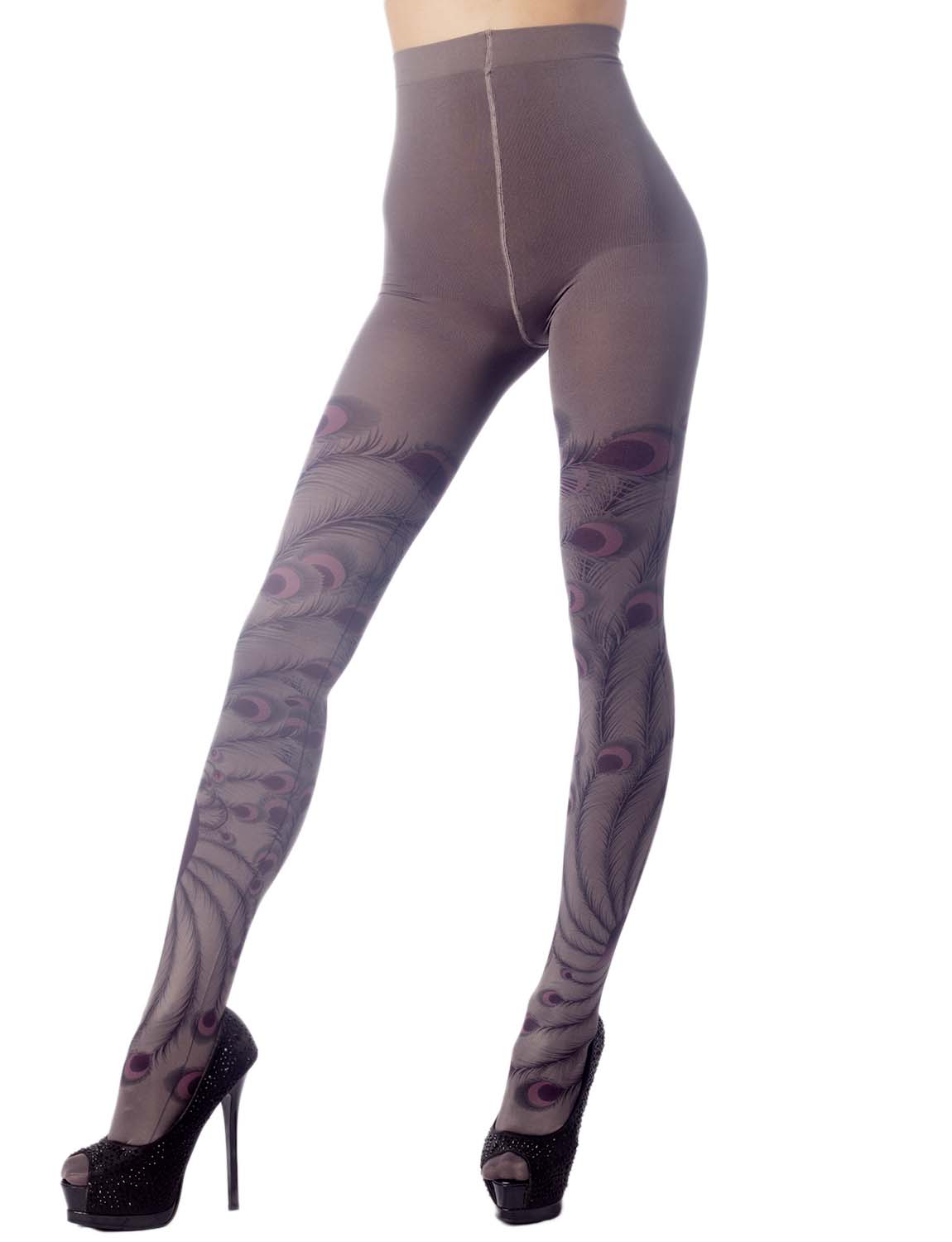 Women's Stocking Peacock Tail Print Charming Sheers Seam Tights Pantyhose