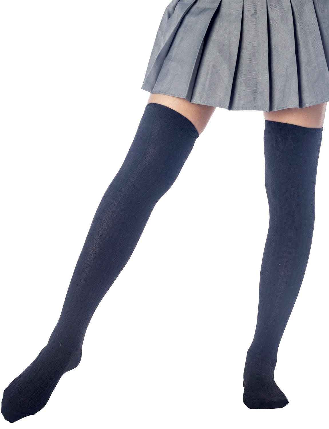 Women's Braided Stylish Solid Color Thigh High Long Socks