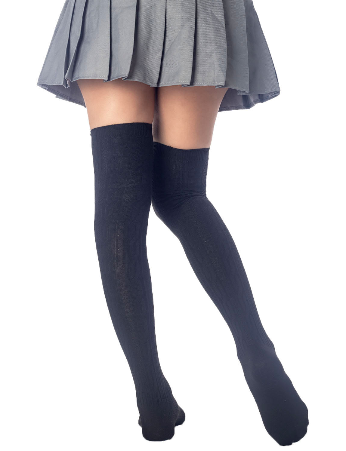Women's Braided Stylish Solid Color Thigh High Long Socks