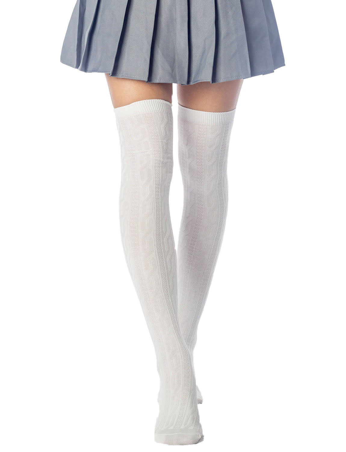 Women's Braided Stylish Solid Color Thigh High Long Socks