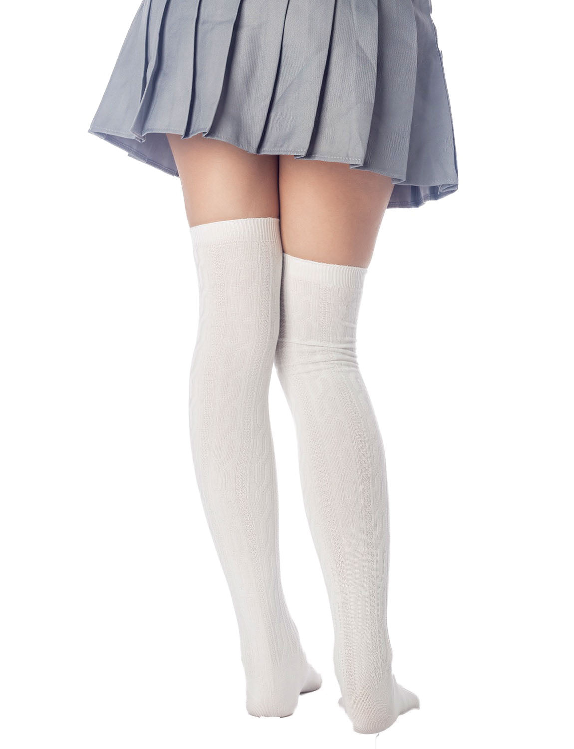 Women's Braided Stylish Solid Color Thigh High Long Socks