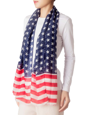 iB-iP Women's Usa American Flag Scarf Thin Lightweight Fashion Bandana Scarves