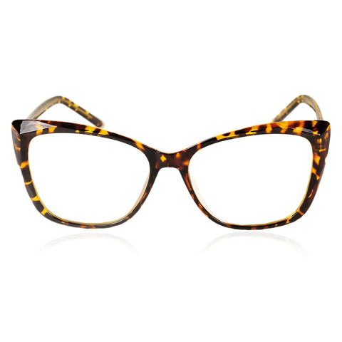 iB-iP Women's Classic Black Leopard Cat Eye Glasses Ladies Clear Lens Eyeglasses