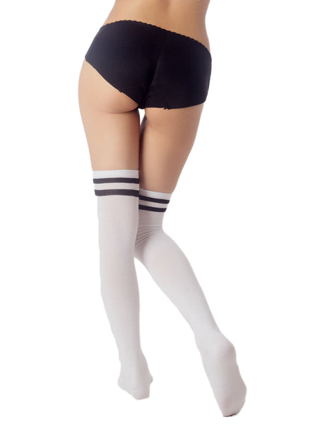 Women's Navy Stripes Sports Football Style Hold-up Thigh High Long Socks