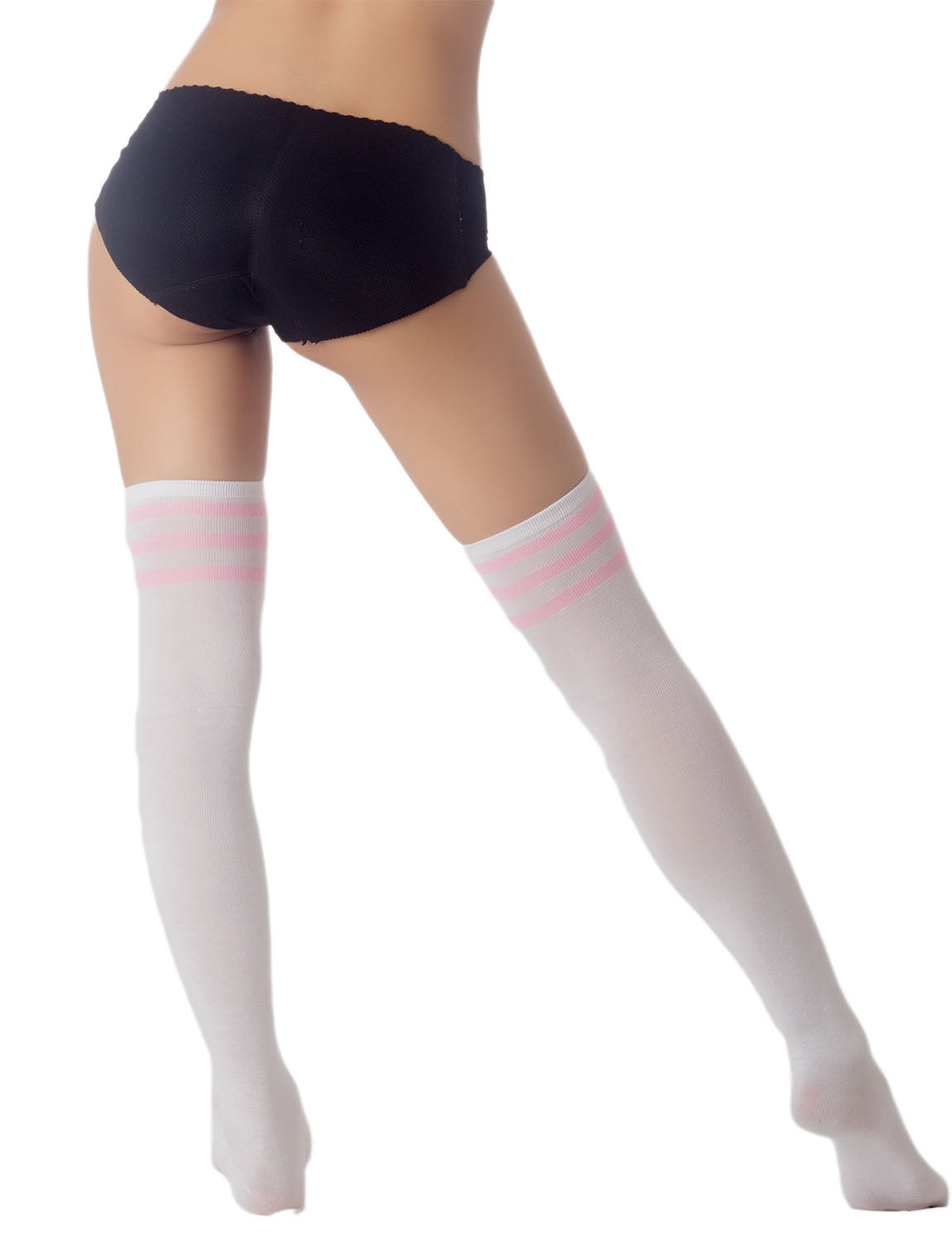 Women's Navy Stripes Sports Football Style Hold-up Thigh High Long Socks