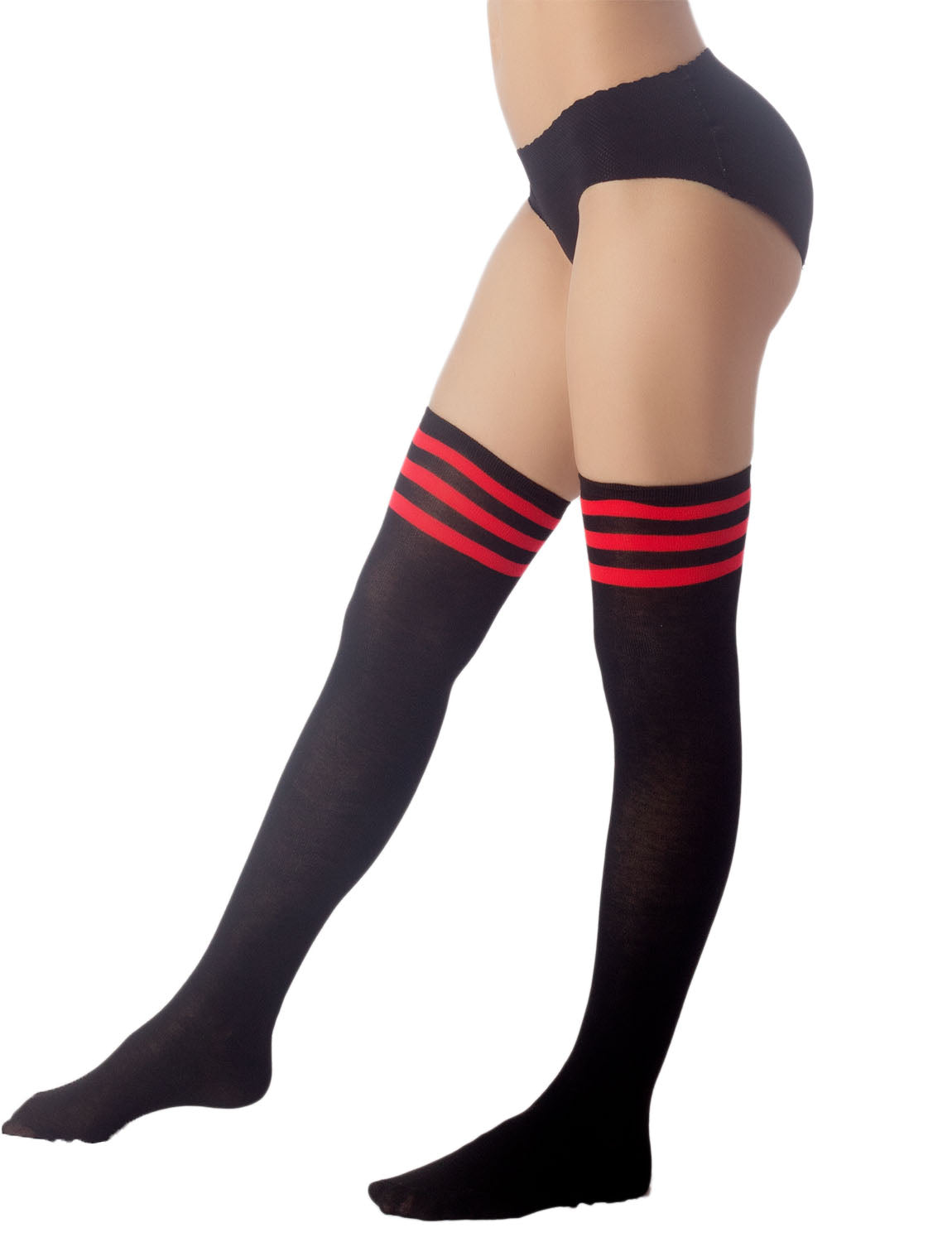 Women's Navy Stripes Sports Football Style Hold-up Thigh High Long Socks