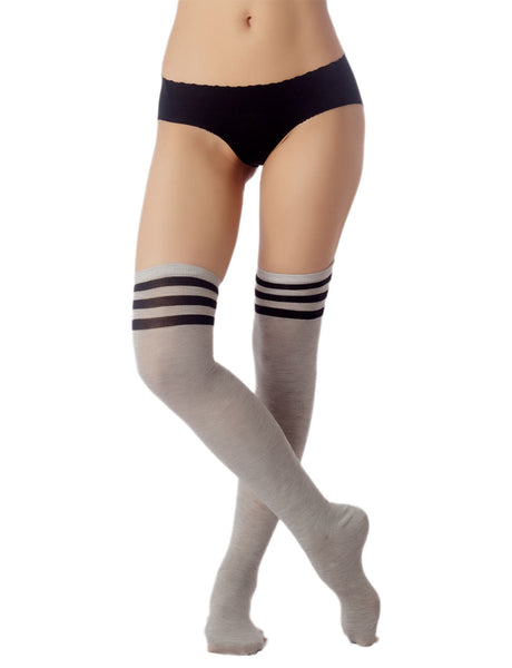 Women's Navy Stripes Sports Football Style Hold-up Thigh High Long Socks