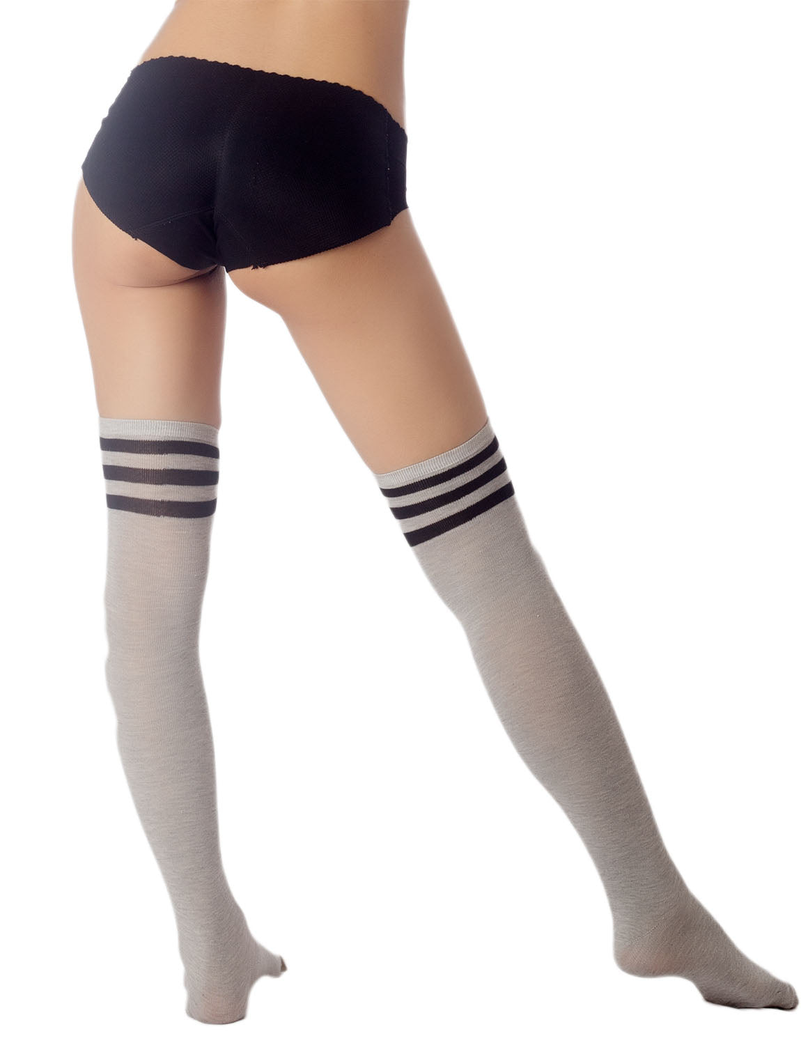Women's Navy Stripes Sports Football Style Hold-up Thigh High Long Socks