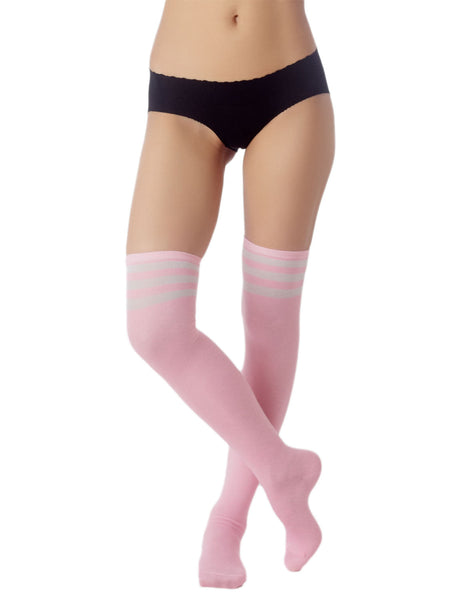 Women's Navy Stripes Sports Football Style Hold-up Thigh High Long Socks