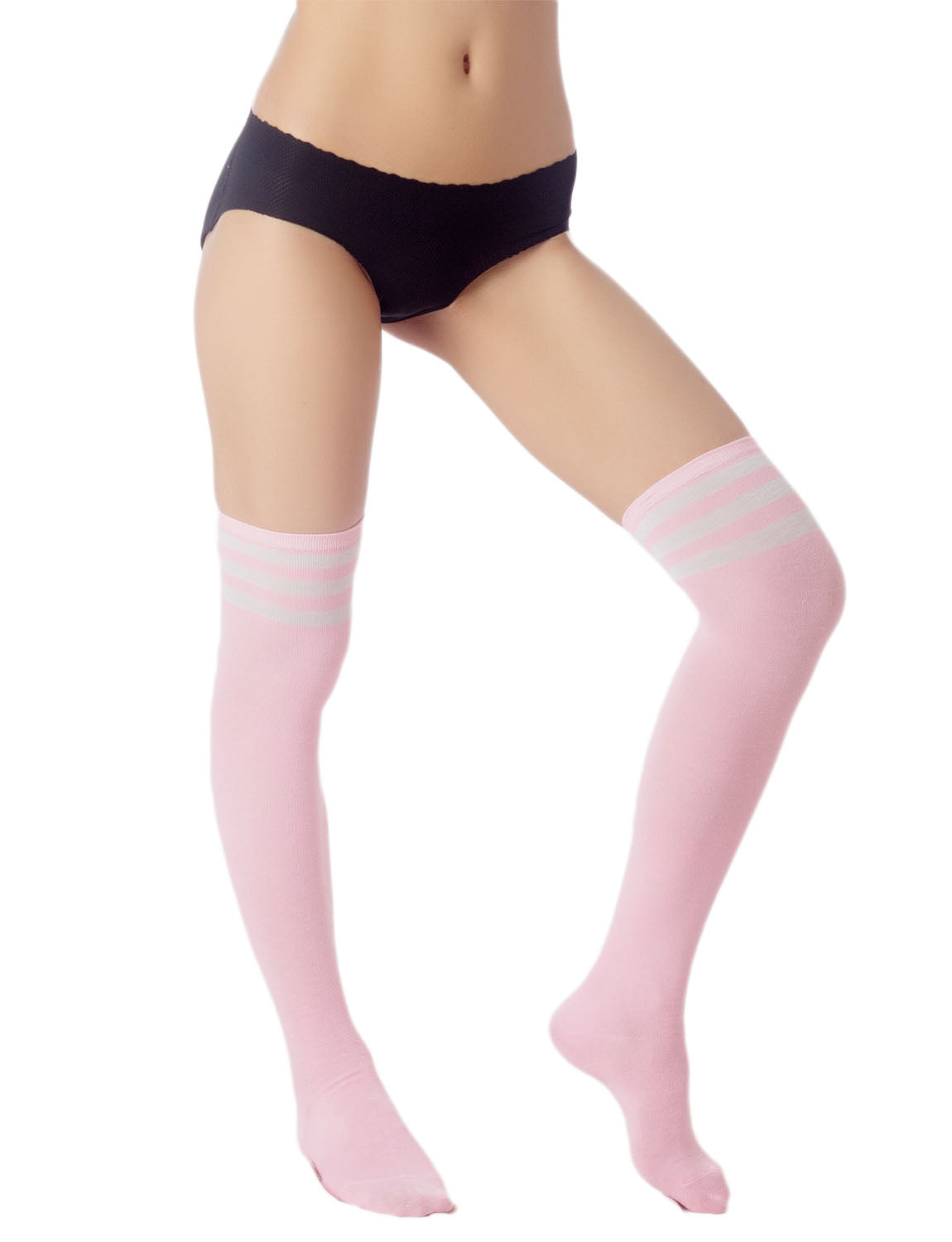 Women's Navy Stripes Sports Football Style Hold-up Thigh High Long Socks