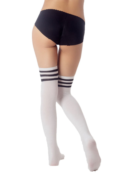 Women's Navy Stripes Sports Football Style Hold-up Thigh High Long Socks