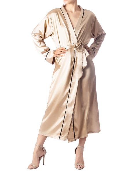 Women's Satin Long Sleeve Classic Fashion Stylish Long Robe