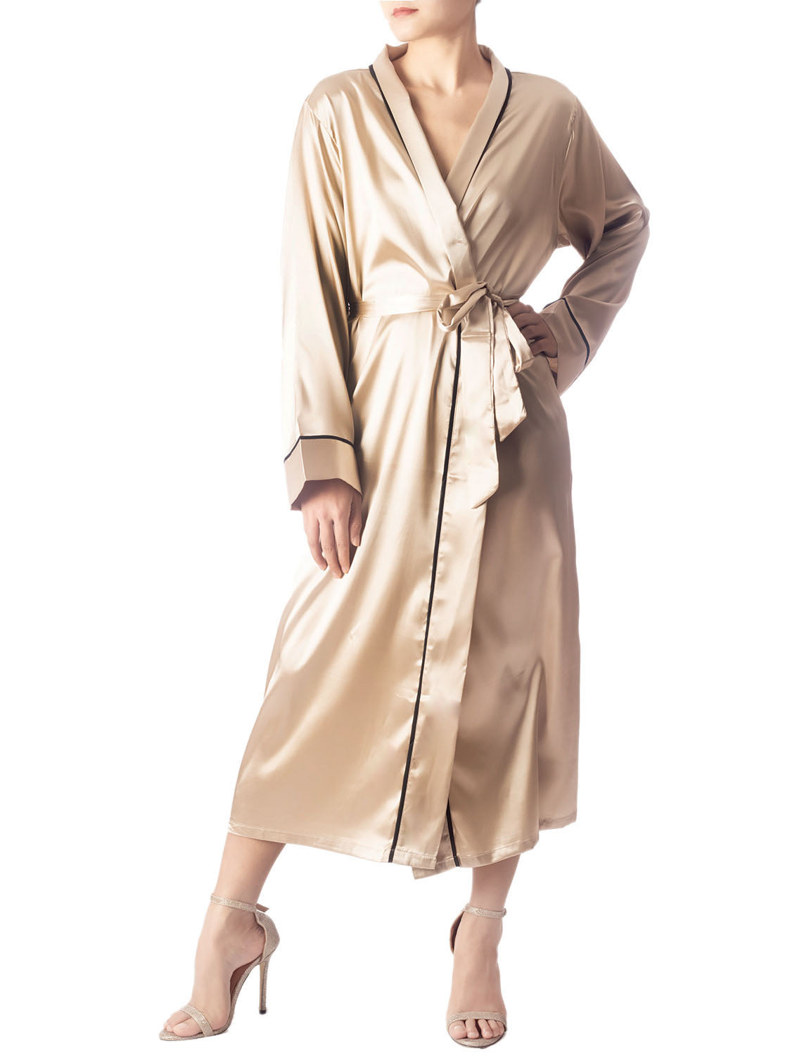 Women's Satin Long Sleeve Classic Fashion Stylish Long Robe