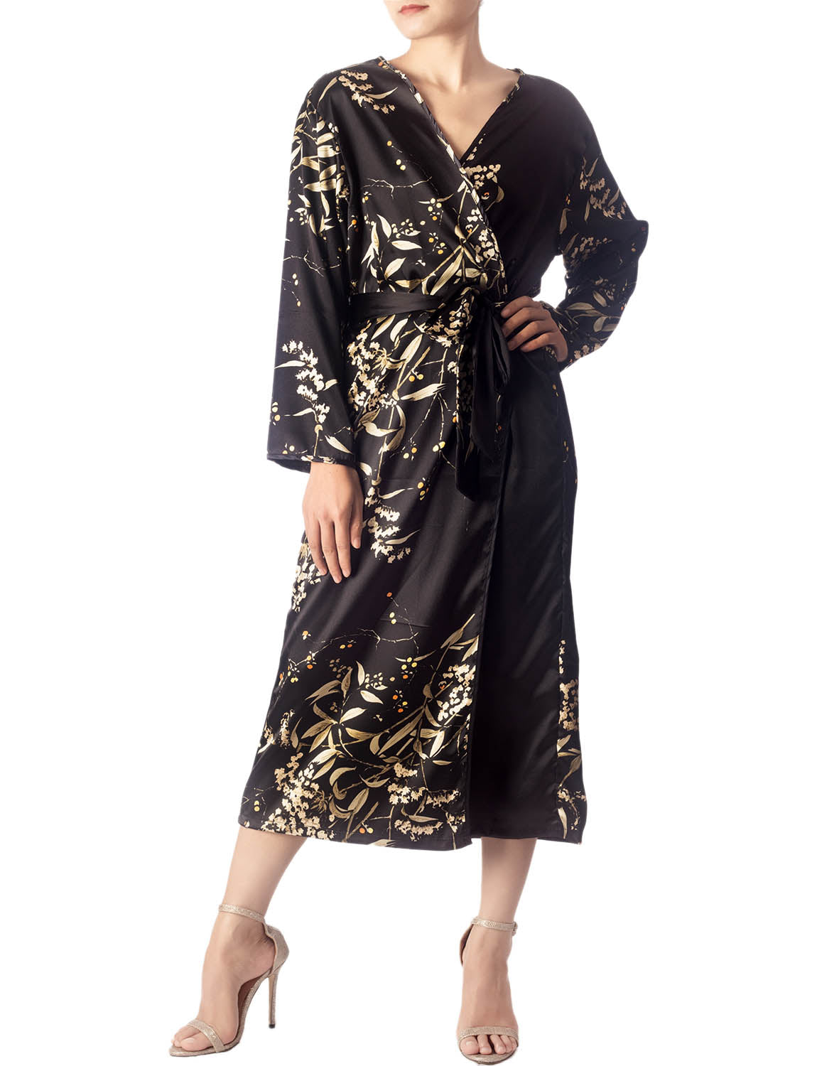 Women's Floral Patterned Long Sleeve Fashion Stylish Long Robe