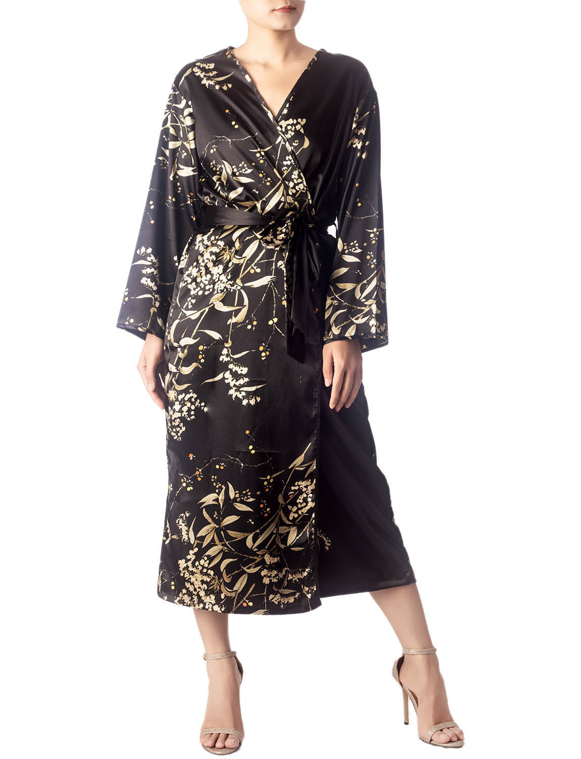 Women's Floral Patterned Long Sleeve Fashion Stylish Long Robe