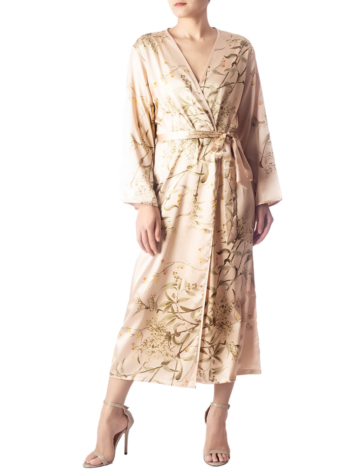 Women's Floral Patterned Long Sleeve Fashion Stylish Long Robe
