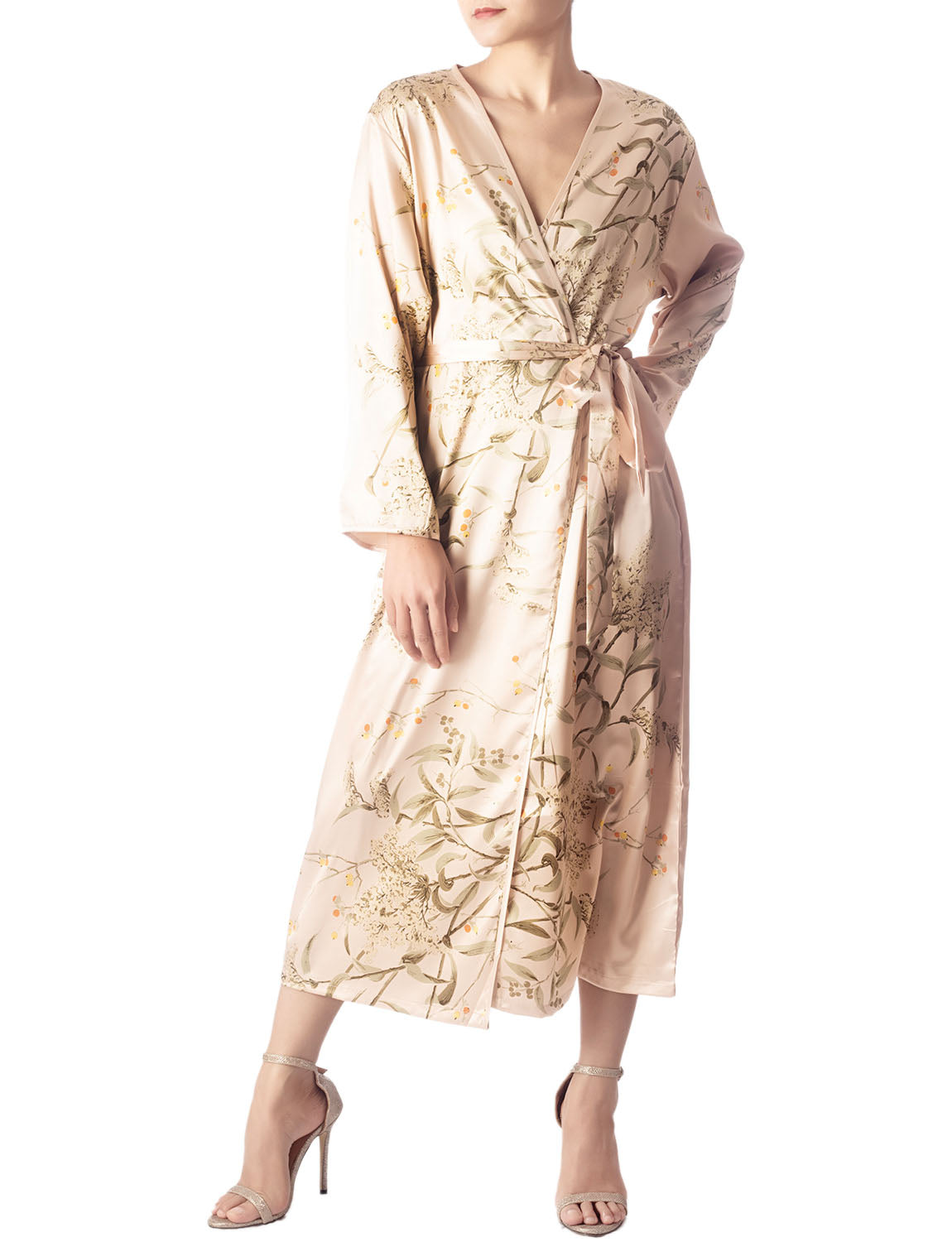 Women's Floral Patterned Long Sleeve Fashion Stylish Long Robe