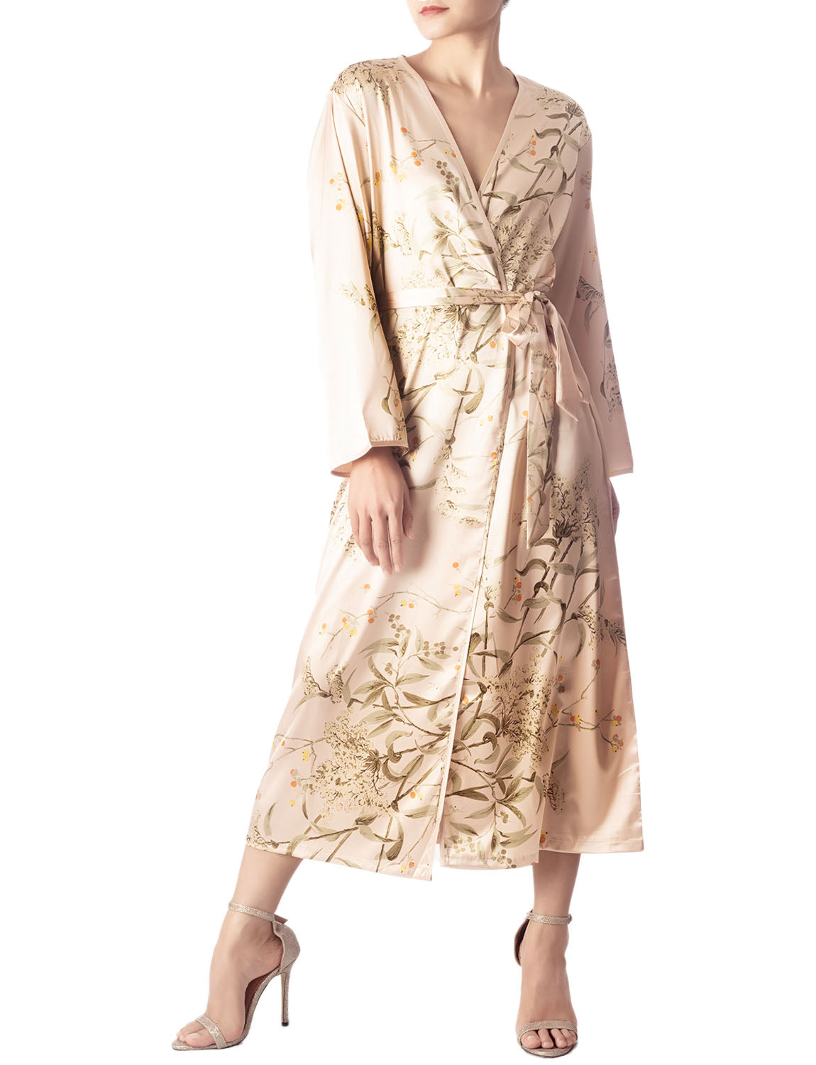 Women's Floral Patterned Long Sleeve Fashion Stylish Long Robe
