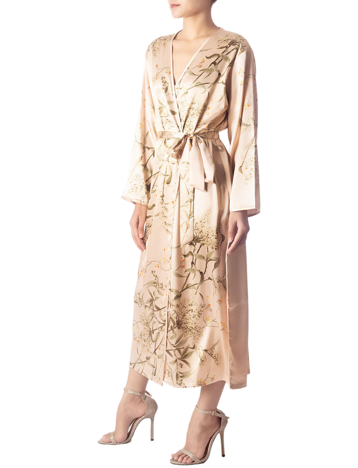 Women's Floral Patterned Long Sleeve Fashion Stylish Long Robe