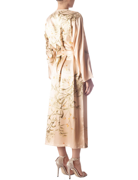 Women's Floral Patterned Long Sleeve Fashion Stylish Long Robe