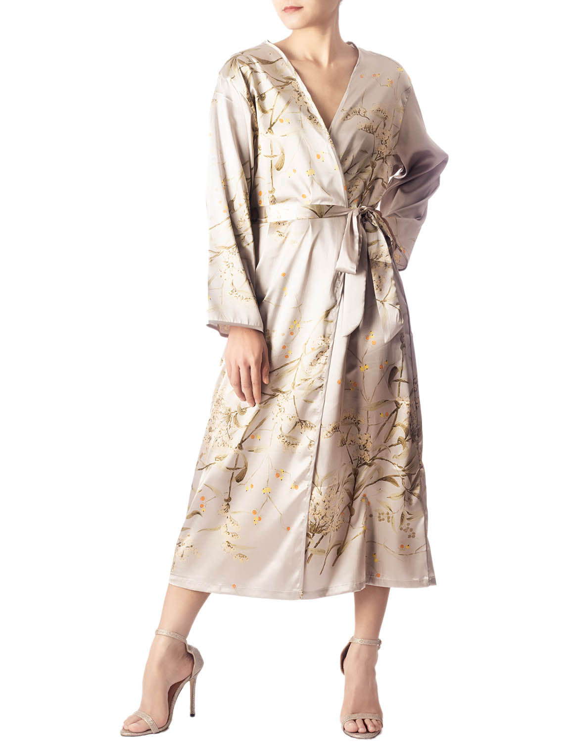 Women's Floral Patterned Long Sleeve Fashion Stylish Long Robe