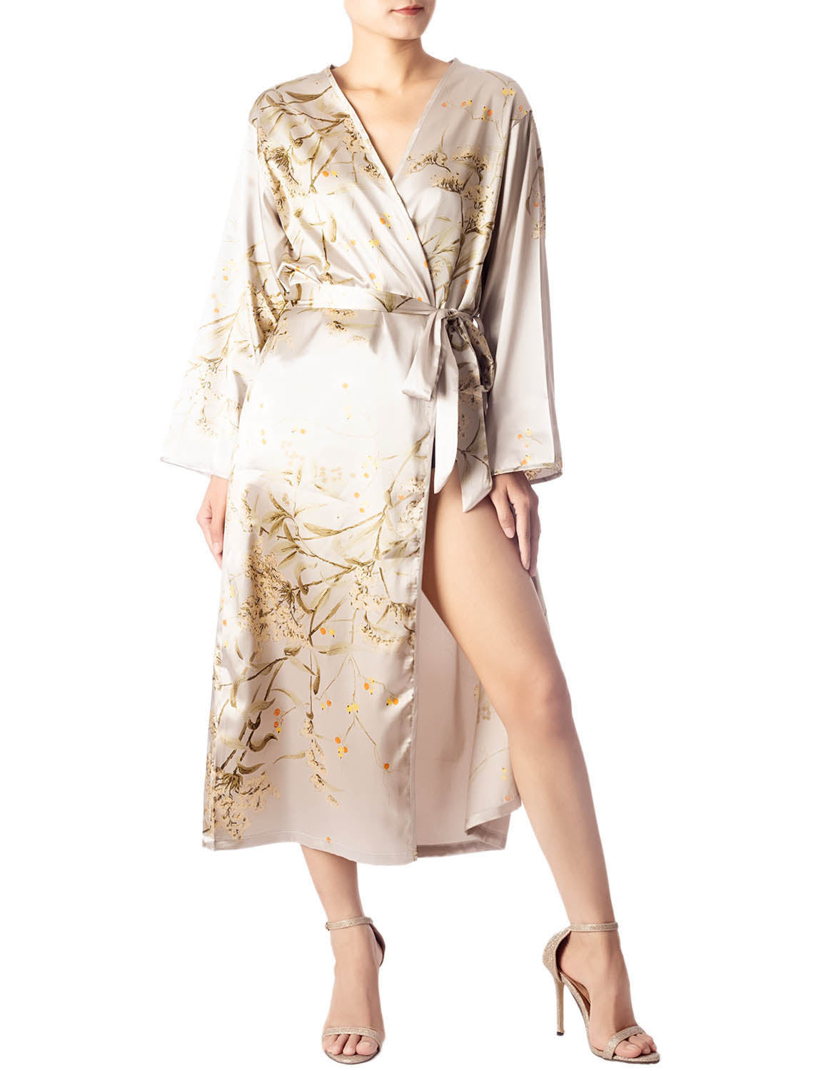 Women's Floral Patterned Long Sleeve Fashion Stylish Long Robe