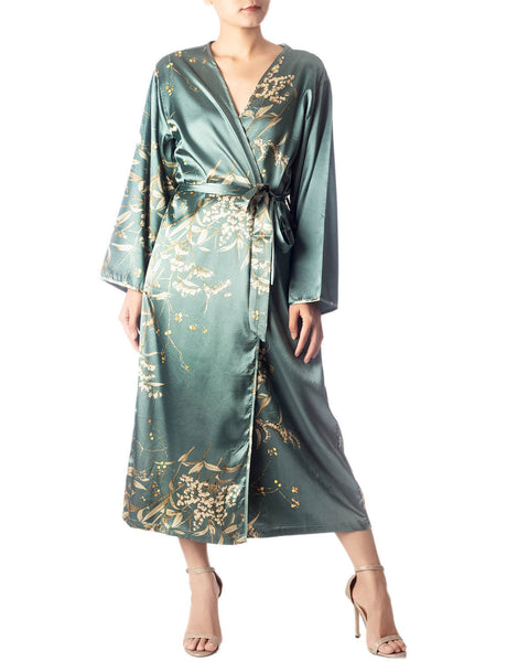 Women's Floral Patterned Long Sleeve Fashion Stylish Long Robe