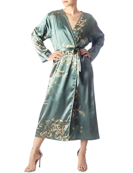 Women's Floral Patterned Long Sleeve Fashion Stylish Long Robe