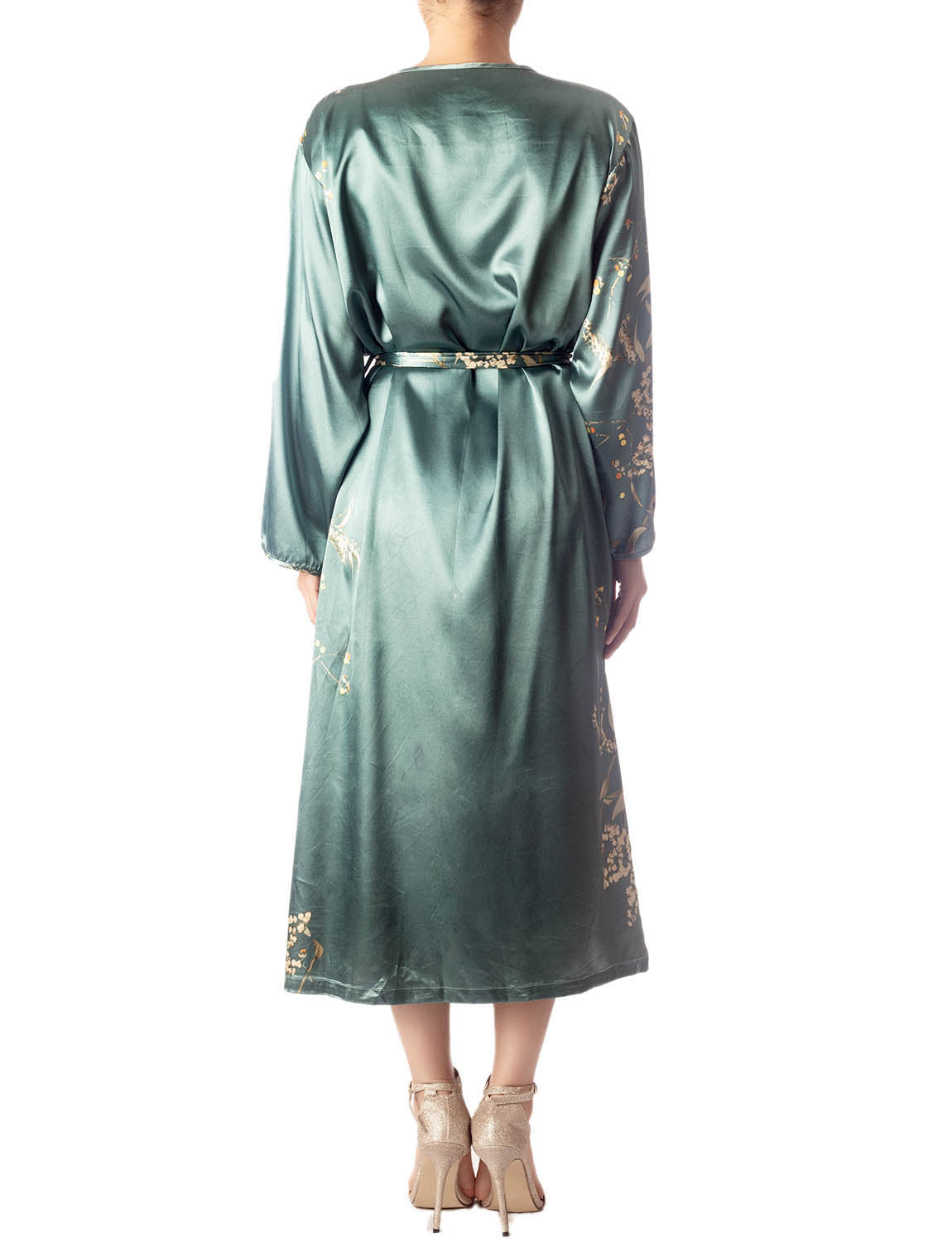Women's Floral Patterned Long Sleeve Fashion Stylish Long Robe